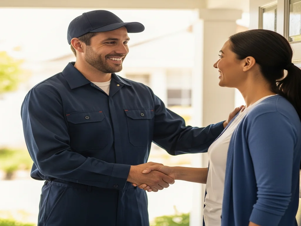 An IronCrest Restoration technician reassuring a homeowner